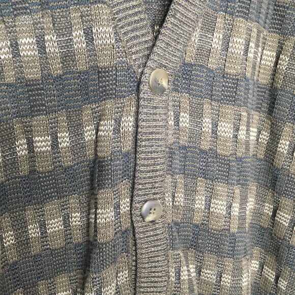 Vintage Carmel Golf Cardigan Sweater Men Large 5 Button Mr Rogers Grandpa V Neck - Picture 7 of 8